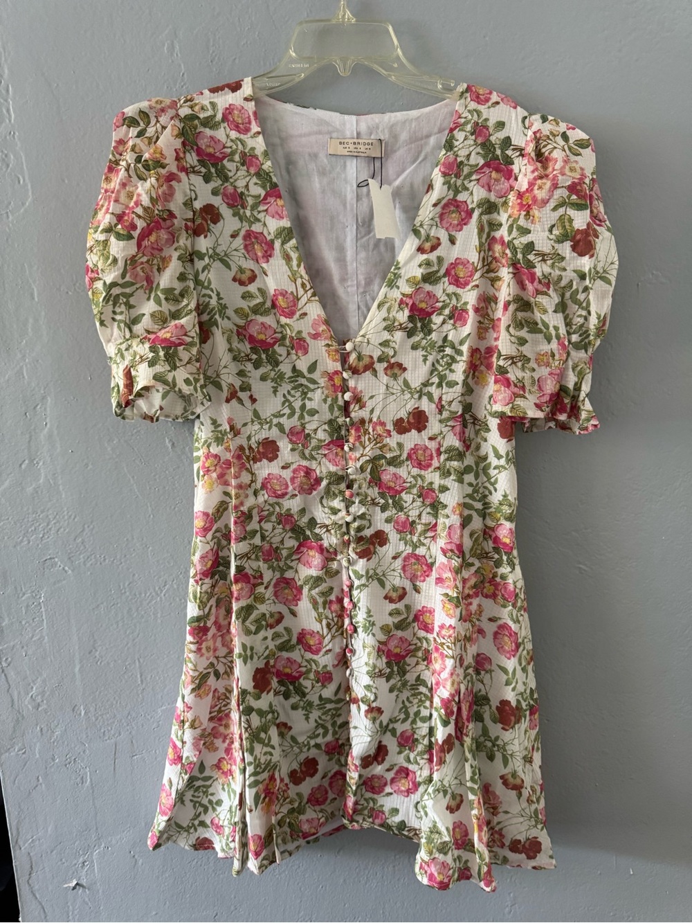 Bec and Bridge pink floral mini dress women’s 8